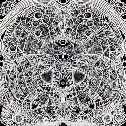 Prompt: “geometrically incomprehensible surreal order of circles, extremely high detail, photorealistic, intricate line drawings, dotart, album art in the style of James Jean”