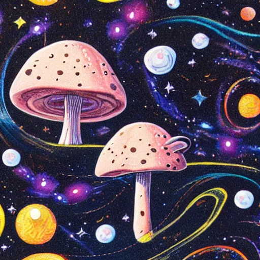 Image similar to Liminal space in outer space, mushroom