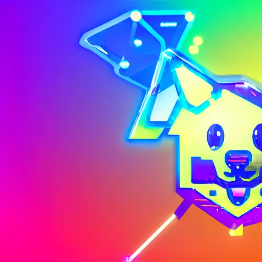 Image similar to cyberpunk hamster! holding rainbow! gem! crystal, neon lights, light reflection, logo, 8 k, hd