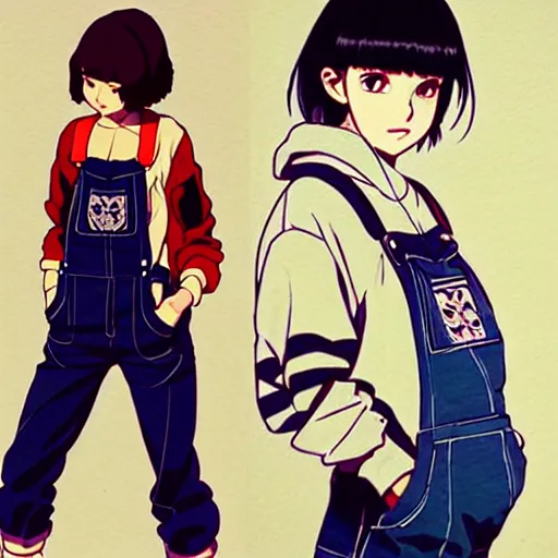 Image similar to a beautiful! boyish! natalie portman alluring gravure! model, wearing oversized mayan bomber jacket and leotard with overalls, bulky poofy bomber jacket with mayan patterns, aztec street fashion, gapmoe yandere grimdark, trending on pixiv, painted by greg rutkowski makoto shinkai takashi takeuchi studio ghibli