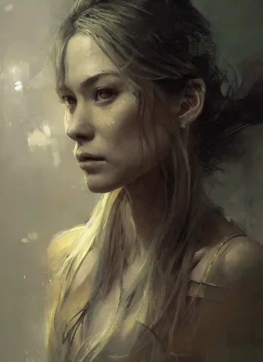 Image similar to golden leaves, beautiful portrait painting by jeremy mann, a female witch absurdly beautiful, elegant, ultrafine hyperrealistic detailed face illustration by wlop and artgerm and greg rutkowski, intricate linework, sharp focus, smooth, octopath traveler, final fantasy, unreal engine, dramatic lighting, ethereal, 8 k