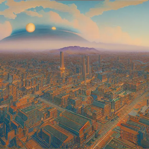 Prompt: a japanese city, painted by rene magritte and donato giancola and greg rutkowski, digital painting, 4 k
