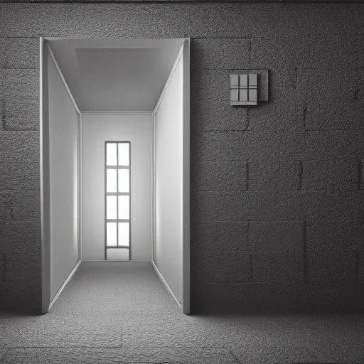 Image similar to futuristic white prison cell, cramped, claustrophobic, small, prison, jail, 4K,