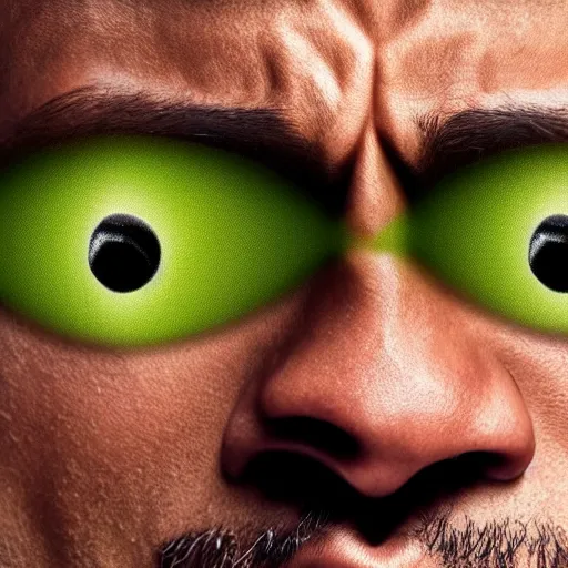 Image similar to close up photograph of very high on weed dwayne johnson, stoner eyes, dwayne johnson smoked weed, weed background, 8 k resolution