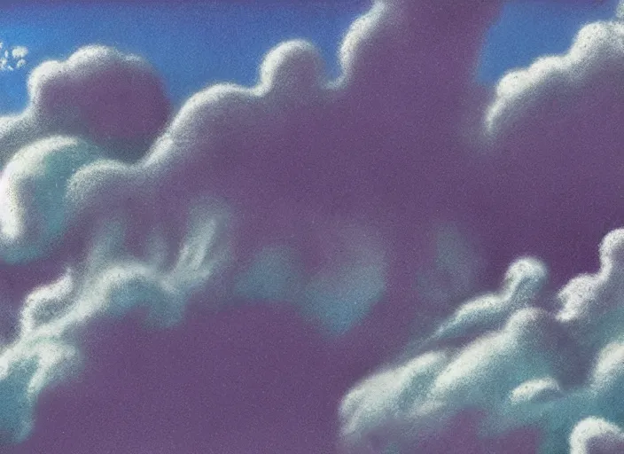 Image similar to a bumpy speckled matte painting pleasing - palette roaring dragon, close - up, pleasing palette, made out of idyllic nebulous clouds sophisticated detailed pastel dragon from scenery fantasia ( 1 9 4 1 )