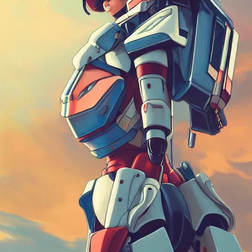 Image similar to portrait of beautiful megan fox gundam pilot, with an intricate, detailed, urban inspired hiphop afro futuristic helmet, vector behance hd jesper ejsing, rhads, makoto shinkai, lois van baarle, ilya kuvshinov, rossdraws, hd, 3 2 k, ilya kuvshinov, gustav klimt