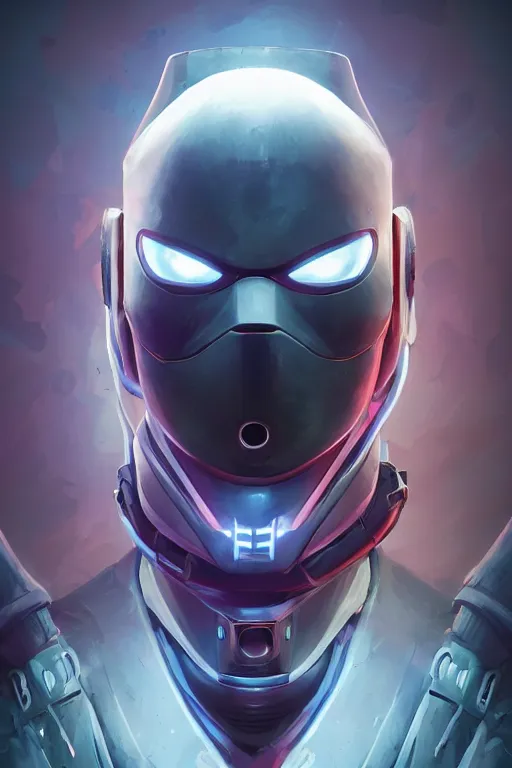 Image similar to epic mask helmet robot ninja portrait stylized as fornite style game design fanart by concept artist gervasio canda, behance hd by jesper ejsing, by rhads, makoto shinkai and lois van baarle, ilya kuvshinov, rossdraws global illumination radiating a glowing aura global illumination ray tracing hdr render in unreal engine 5