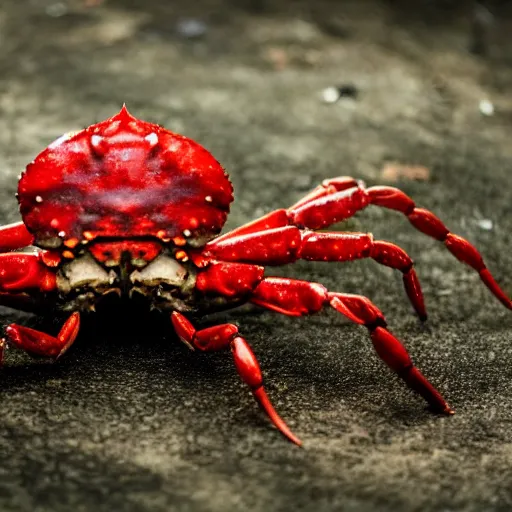 Prompt: big budget horror movie about a blood splattered crab