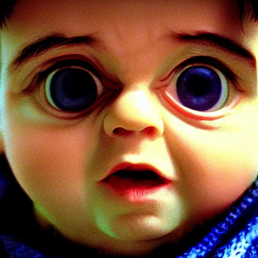 Image similar to stanley kubrick as the baby from 2 0 0 1 cinematic 3 5 mm dramatic hdr