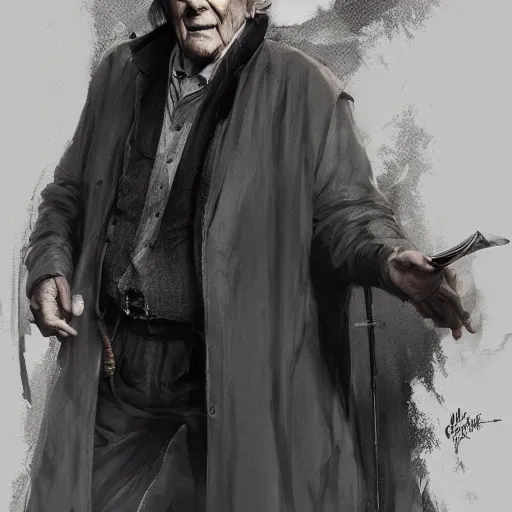 Image similar to portrait of Jack Nicholson as Gandolf the Gray, dramatic lighting, illustration by Greg rutkowski, yoji shinkawa, 4k, digital art, concept art, trending on artstation