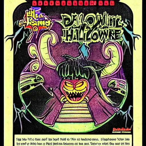 Prompt: A beautiful, highly detailed illustration of the intimidating 'last boss of Halloween' in an NES instruction manual