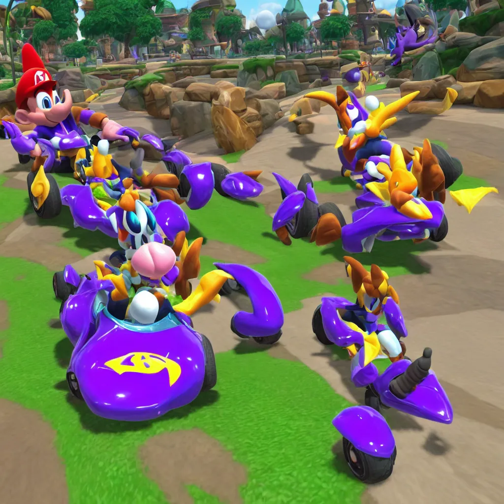 Image similar to race as spyro the dragon in mario kart 8 deluxe