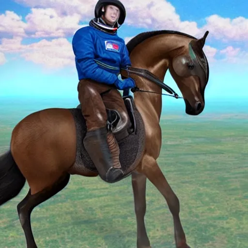 Image similar to horse riding on a cosmonaut photorealistic