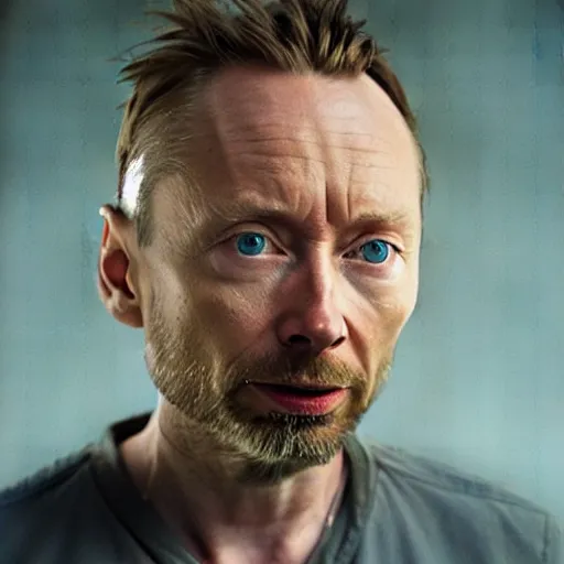 Image similar to Live Action Still of Thom Yorke in Breaking Bad, real life, hyperrealistic, ultra realistic, realistic, highly detailed, epic, HD quality, 8k resolution, body and headshot, film still