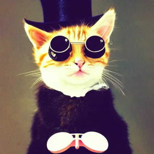 Prompt: cute kitten wearing a tophat and monocle-n 9