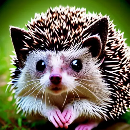 Prompt: a hedgehog - cat - hybrid, animal photography