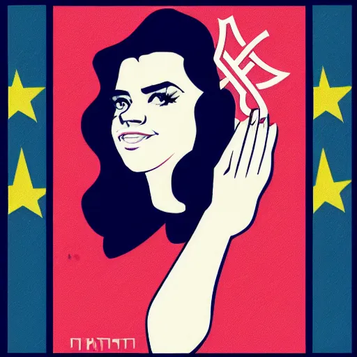 Image similar to marina and the diamonds as a soviet union communist propaganda poster