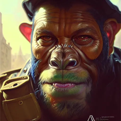 Image similar to portrait painting of a friendly bugbear police officer, d & d, ultra realistic, concept art, intricate details, eerie, highly detailed, photorealistic, octane render, 8 k, unreal engine. art by artgerm and greg rutkowski and magali villeneuve and alphonse mucha