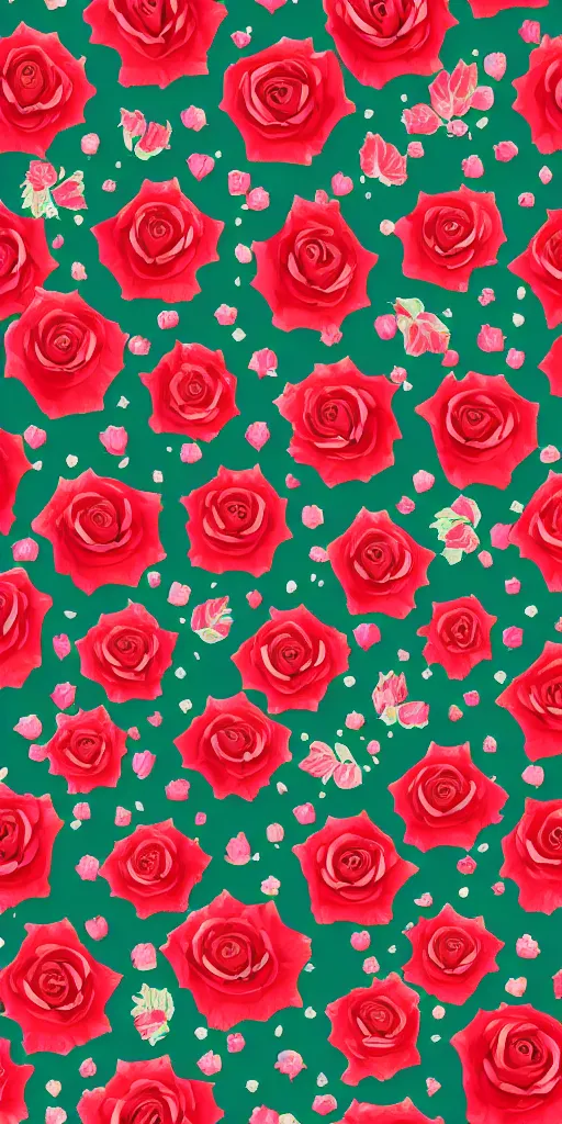 Image similar to seamless pattern of beautiful roses with leaves and throns, colourful, symmetrical, repeating 35mm photography