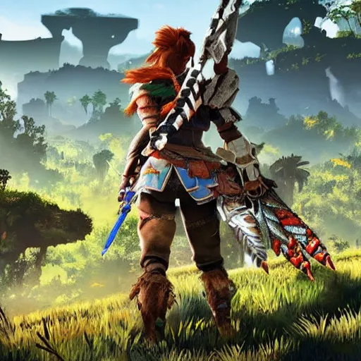 Prompt: Link in Horizon Zero Dawn