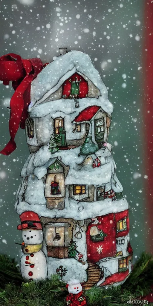 Image similar to a christmas snowman house by alexander jansson