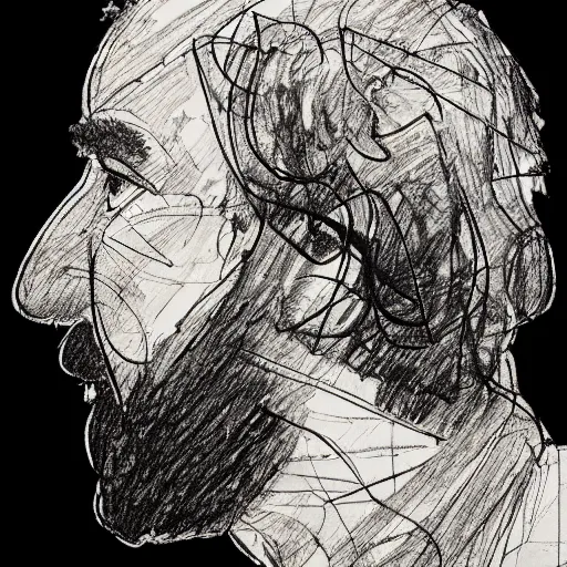 Image similar to a realistic yet scraggly portrait sketch of the side profile of a stern and sophisticated jay kay, trending on artstation, intricate details, in the style of frank auerbach, in the style of sergio aragones, in the style of martin ansin, in the style of david aja, in the style of mattias adolfsson