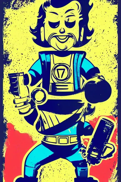 Image similar to fallout 7 6 retro futurist illustration art by butcher billy, sticker, colorful, illustration, highly detailed, simple, smooth and clean vector curves, no jagged lines, vector art, smooth andy warhol style