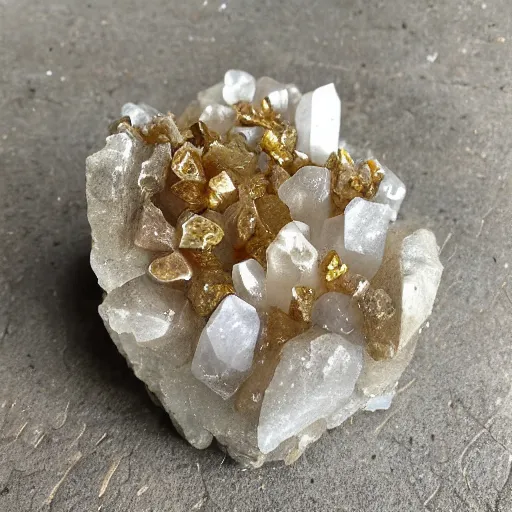 Prompt: gold quartz crystal cluster