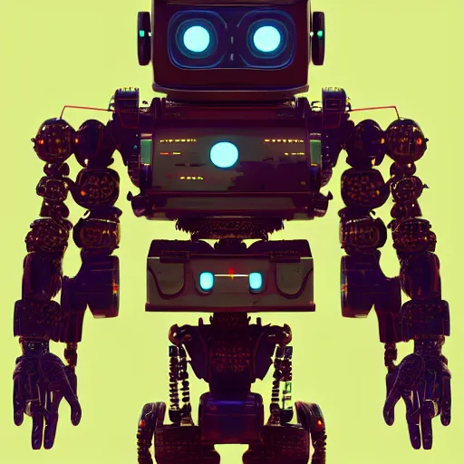 Image similar to old man robot in his late, first generation cyborg, fiction, pop art, stability, intricate, elegant, 8 k, uhd, justify, artstation, concept art, matte, sharp focus, illustration, consistent, highly detailed object content, proportional object content