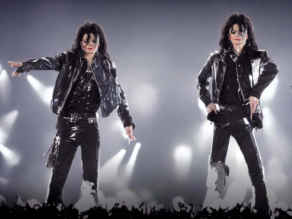 Prompt: Michael Jackson 2009, standing alone on stage, O2 arena London, THIS IS IT, 4K UHD, Ultra realistic, photograph