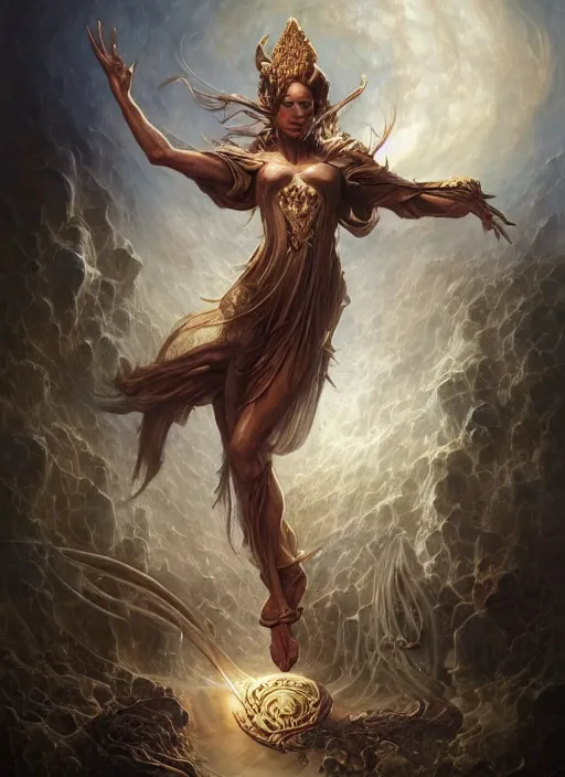 Image similar to god's envisionment, shamanic poste, elegant, highly detailed, centered, digital painting, artstation, concept art, smooth, sharp focus, illustration, artgerm, tomasz alen kopera, peter mohrbacher, donato giancola, joseph christian leyendecker, wlop, frank frazetta