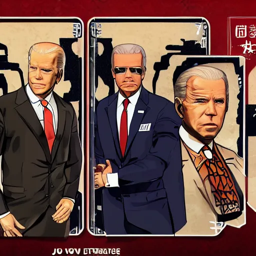 Image similar to gta chinatown wars art style as joe biden on next gta poster, with very detailed content, justify contents center, remove duplicate content.