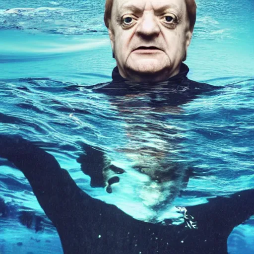 Image similar to mark e smith swimming deep under the ocean, picture taken from submarine, highly detailed, 4 k