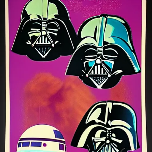 Prompt: original star wars 1 9 7 7 movie poster in the style of andy warhol, 8 k