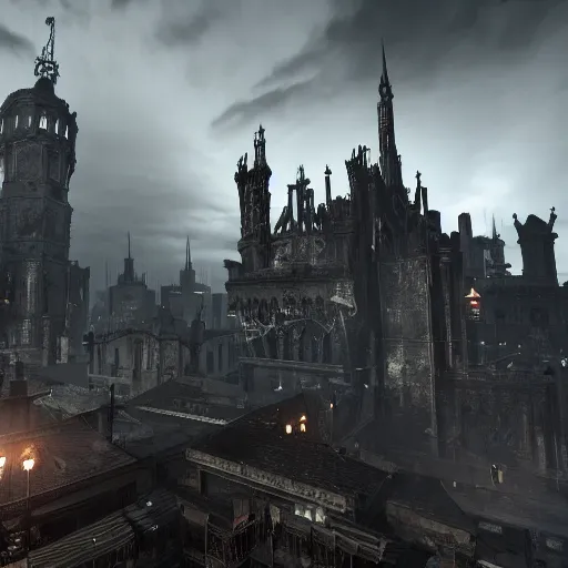 Image similar to grimdark gothic city, unreal engine, 8 k, ultra realistic, ultra detail