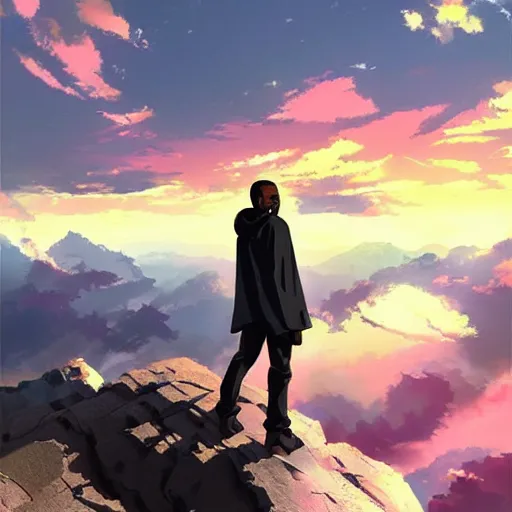 Prompt: Kanye West by Makoto Shinkai