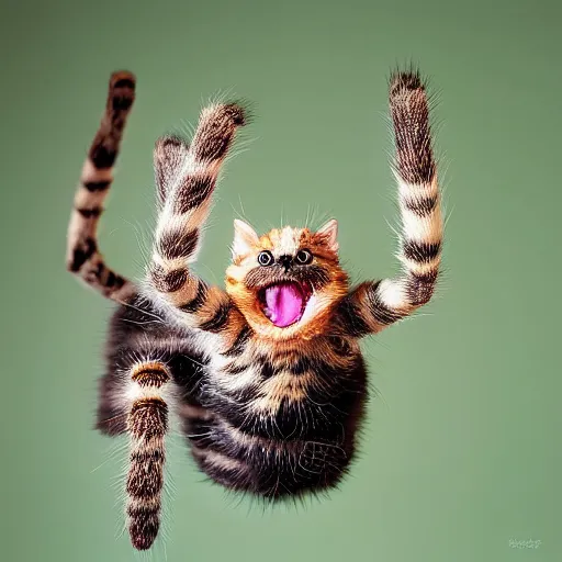 Image similar to a spider - cat - hybrid, animal photography