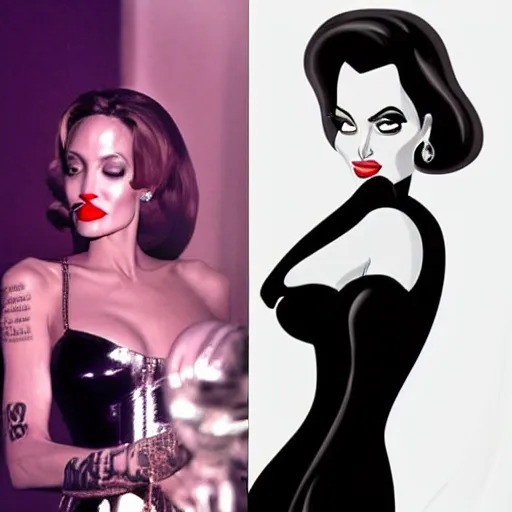 Prompt: Angelina Jolie as Jessica Rabbit