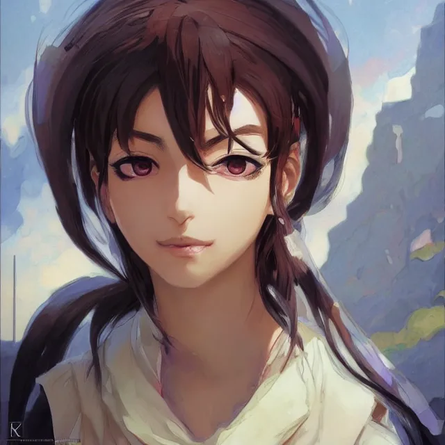 Image similar to pakistani anime character, medium close up portrait, elegant, digital painting, artstation, concept art, smooth, sharp focus, illustration, art by konstantin korovin and daniel f. gerhartz and john howe