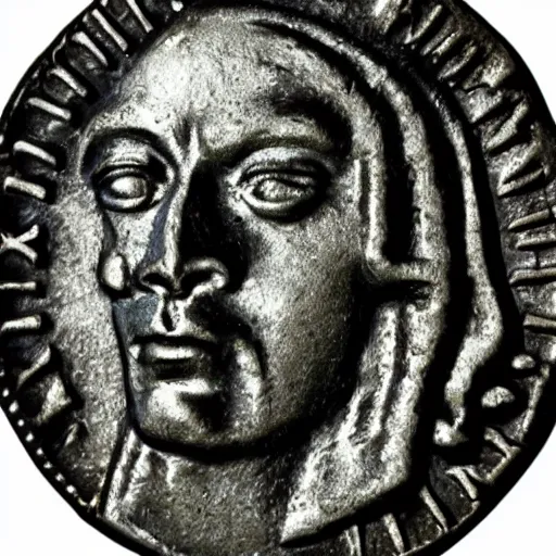 Image similar to ancient roman coin with a profile of snoop dogg