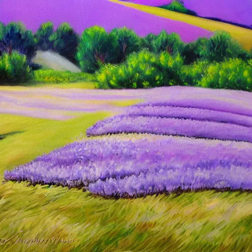 Prompt: oil painting of lavander fields in the south of france, various styles.