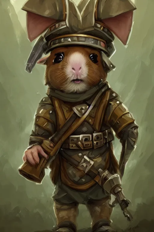 Prompt: cute little anthropomorphic Guinea Pig Soldier, tiny, small, baby animal, short, pixelated army camouflage, cute and adorable, pretty, beautiful, DnD character art portrait, matte fantasy painting, DeviantArt Artstation, by Jason Felix by Steve Argyle by Tyler Jacobson by Peter Mohrbacher, cinematic lighting