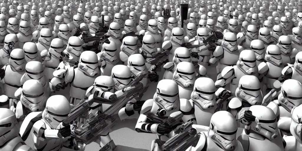 Image similar to clone troopers fighting with the droid army, star wars, digital art, realistic, detailed, artstation