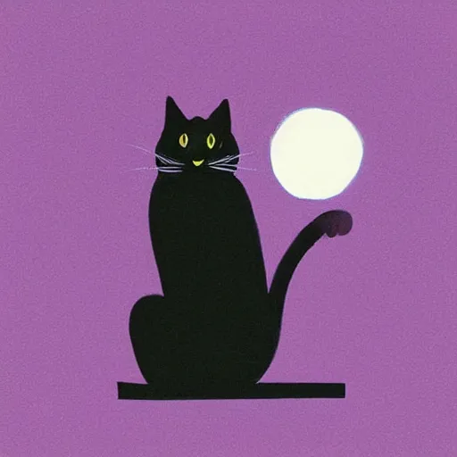 Image similar to “A black cat on top of a building at night with a full moon in the style of Vincent Van Vogh”