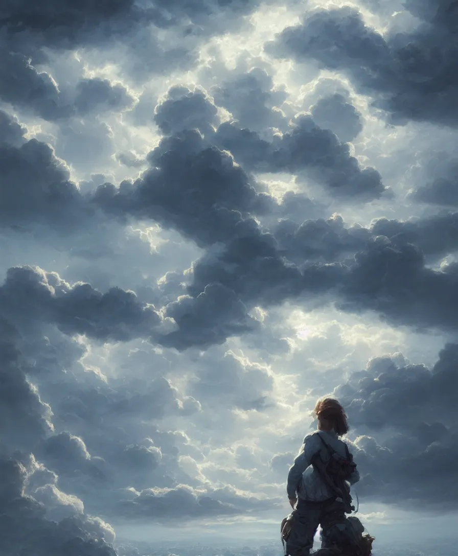 Image similar to hyper realistic brother the clouds, illustrated by greg rutkowski, beautiful volumetric lighting, intricate, ultra detailed, photorealistic, trending on artstation, octane render, 8 k