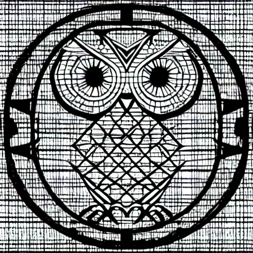 Prompt: geometric wireframe owl digital art symmetrical