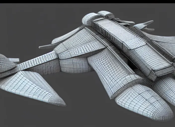 Prompt: a highly detailed 3 d render of a giant spaceship, by karanak