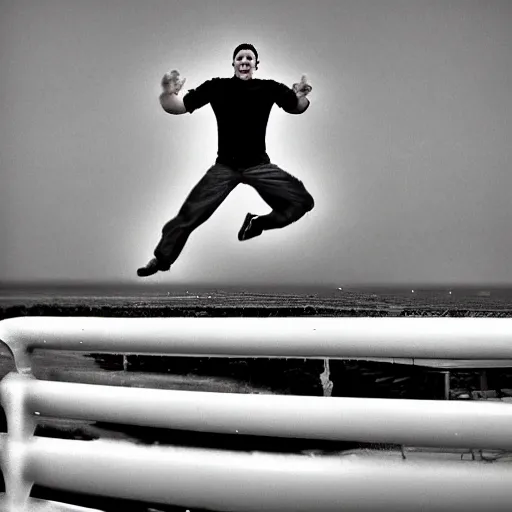 Image similar to man jumping by Greg rutowski