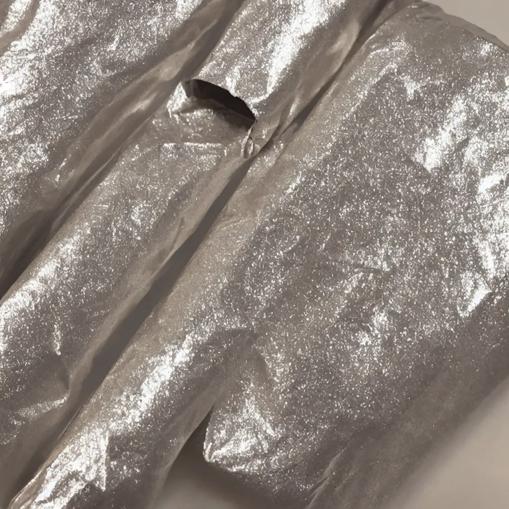 Prompt: a metallic condom wrap