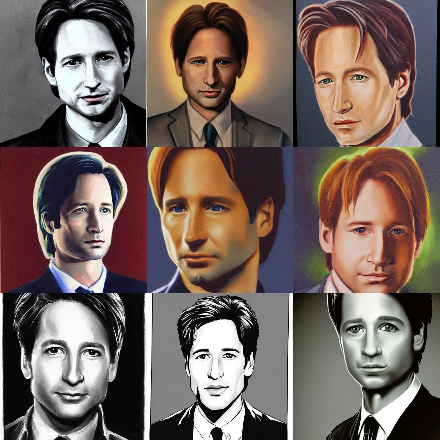 Prompt: detailed portrait of young fox mulder in x - files